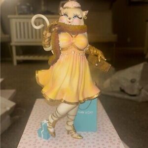 Charming Cat Figurine in Yellow Dress
